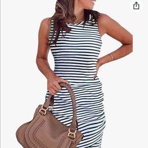 Navy and white striped dress size large